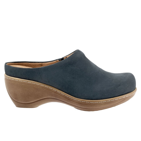 Softwalk Madison S2056-483 Womens Blue Nubuck Slip On Clog Flats Shoes