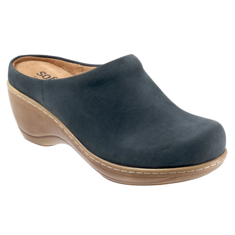 Softwalk Madison S2056-483 Womens Blue Nubuck Slip On Clog Flats Shoes