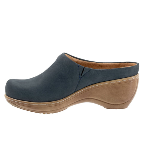 Softwalk Madison S2056-483 Womens Blue Nubuck Slip On Clog Flats Shoes