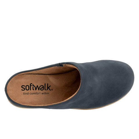 Softwalk Madison S2056-483 Womens Blue Nubuck Slip On Clog Flats Shoes