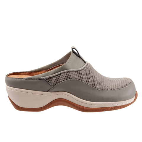 Softwalk Aberdeen S2100-102 Womens Gray Leather Slip On Clog Flats Shoes