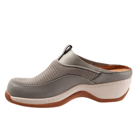 Softwalk Aberdeen S2100-102 Womens Gray Leather Slip On Clog Flats Shoes