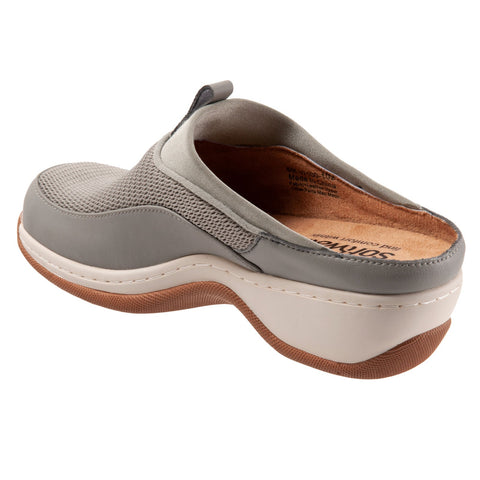 Softwalk Aberdeen S2100-102 Womens Gray Leather Slip On Clog Flats Shoes