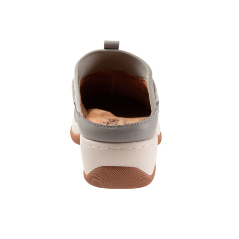 Softwalk Aberdeen S2100-102 Womens Gray Leather Slip On Clog Flats Shoes