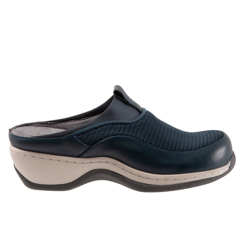 Softwalk Aberdeen S2100-400 Womens Blue Narrow Leather Clog Flats Shoes