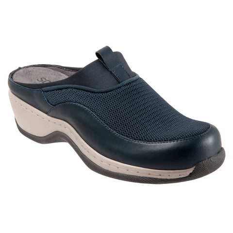 Softwalk Aberdeen S2100-400 Womens Blue Narrow Leather Clog Flats Shoes
