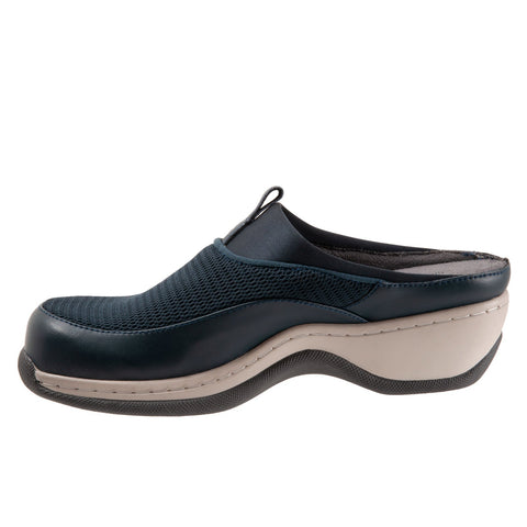 Softwalk Aberdeen S2100-400 Womens Blue Narrow Leather Clog Flats Shoes