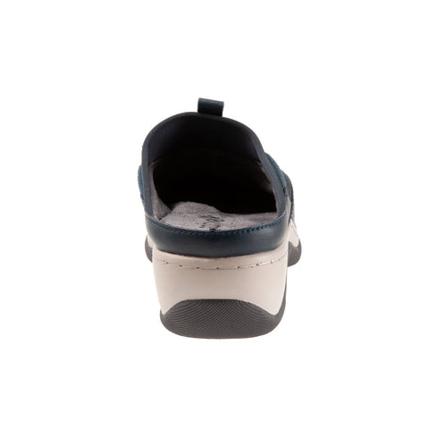 Softwalk Aberdeen S2100-400 Womens Blue Leather Slip On Clog Flats Shoes
