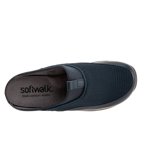 Softwalk Aberdeen S2100-400 Womens Blue Narrow Leather Clog Flats Shoes