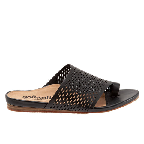 Softwalk Corsica II S2113-001 Womens Black Narrow Slides Sandals Shoes