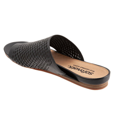 Softwalk Corsica II S2113-001 Womens Black Wide Slides Sandals Shoes
