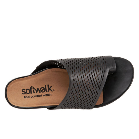 Softwalk Corsica II S2113-001 Womens Black Wide Slides Sandals Shoes