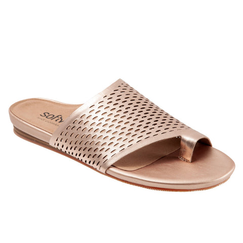 Softwalk Corsica II S2113-789 Womens Gold Wide Leather Slides Sandals Shoes