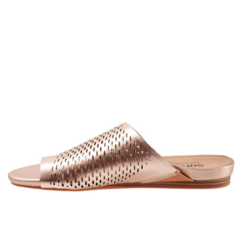 Softwalk Corsica II S2113-789 Womens Gold Wide Leather Slides Sandals Shoes