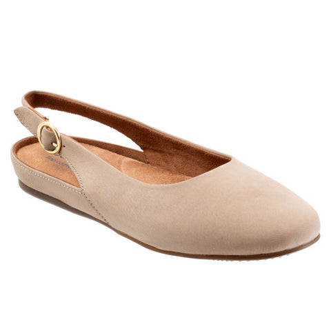 Softwalk Sandy S2119-069 Womens Beige Narrow Nubuck Slingback Flats Shoes