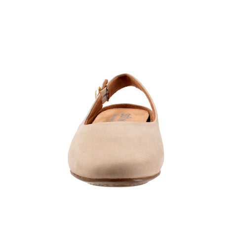Softwalk Sandy S2119-069 Womens Beige Wide Nubuck Slingback Flats Shoes