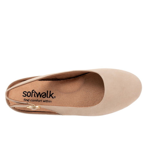 Softwalk Sandy S2119-069 Womens Beige Narrow Nubuck Slingback Flats Shoes