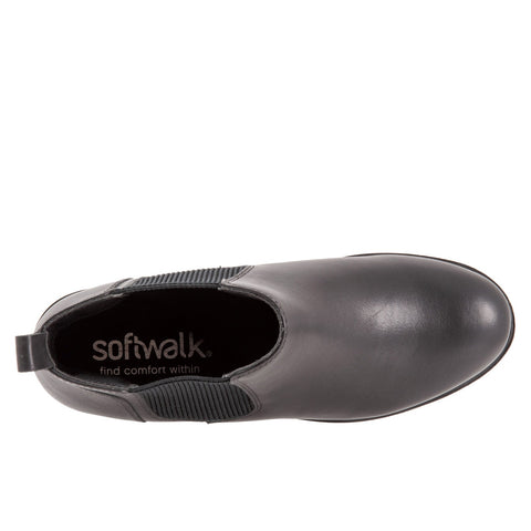 SoftWalk Wildwood S2164-001 Womens Black Leather Slip On Chelsea Boots