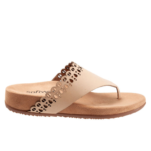 Softwalk Bethany S2203-131 Womens Brown Wide Leather Thong Sandals Shoes