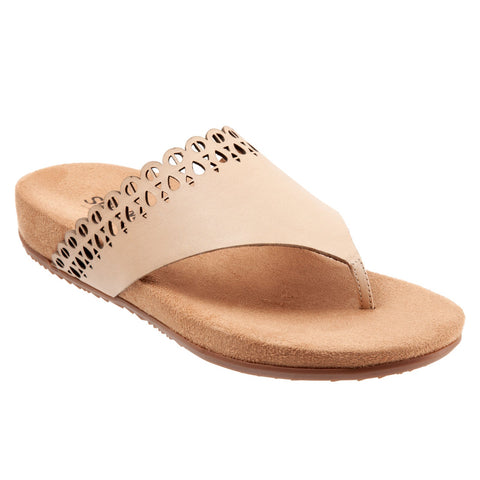 Softwalk Bethany S2203-131 Womens Brown Wide Leather Thong Sandals Shoes