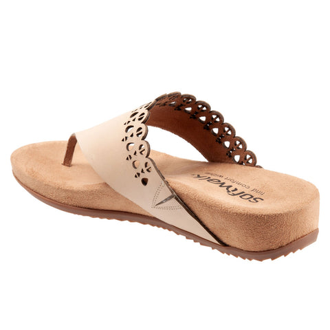 Softwalk Bethany S2203-131 Womens Brown Narrow Leather Thong Sandals Shoes