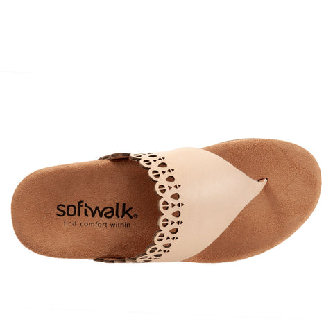 Softwalk Bethany S2203-131 Womens Brown Wide Leather Thong Sandals Shoes