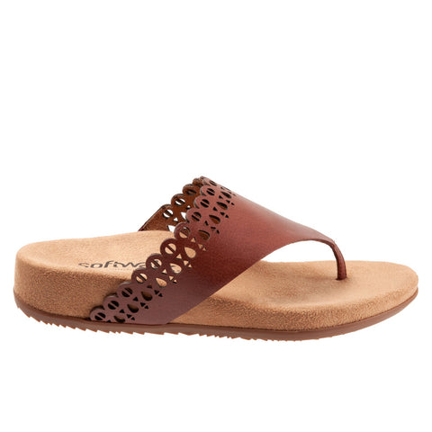 Softwalk Bethany S2203-236 Womens Brown Narrow Leather Thong Sandals Shoes