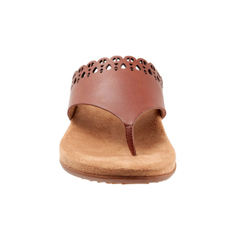 Softwalk Bethany S2203-236 Womens Brown Leather Slip On Thong Sandals Shoes