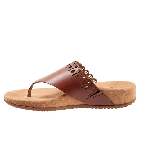 Softwalk Bethany S2203-236 Womens Brown Narrow Leather Thong Sandals Shoes