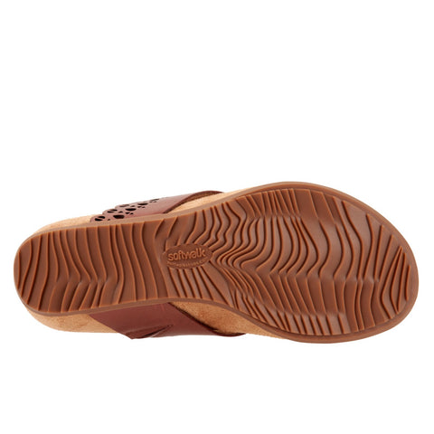 Softwalk Bethany S2203-236 Womens Brown Leather Slip On Thong Sandals Shoes