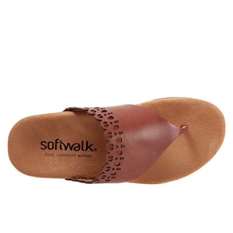 Softwalk Bethany S2203-236 Womens Brown Narrow Leather Thong Sandals Shoes