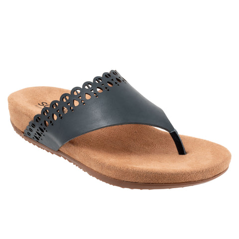Softwalk Bethany S2203-400 Womens Blue Leather Flip-Flops Sandals Shoes