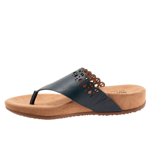 Softwalk Bethany S2203-400 Womens Blue Leather Flip-Flops Sandals Shoes