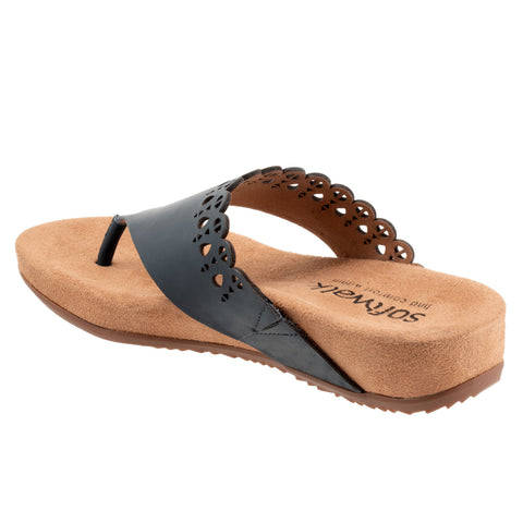 Softwalk Bethany S2203-400 Womens Blue Leather Flip-Flops Sandals Shoes