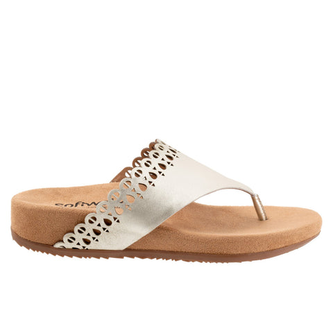 Softwalk Bethany S2203-731 Womens Silver Narrow Leather Thong Sandals Shoes
