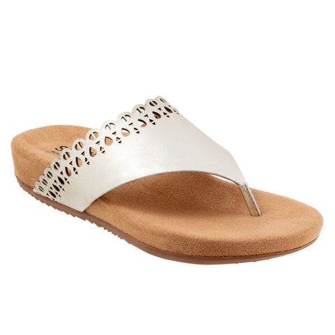 Softwalk Bethany S2203-731 Womens Silver Narrow Leather Thong Sandals Shoes