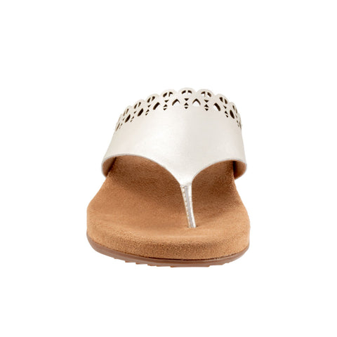 Softwalk Bethany S2203-731 Womens Silver Leather Thong Sandals Shoes