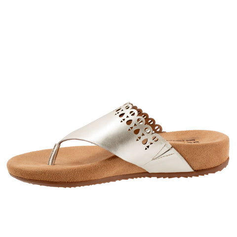 Softwalk Bethany S2203-731 Womens Silver Narrow Leather Thong Sandals Shoes