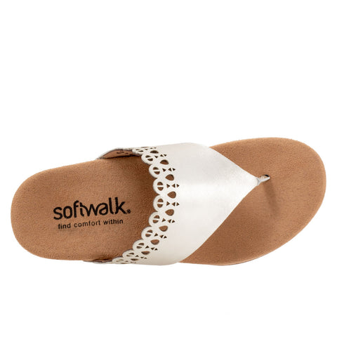 Softwalk Bethany S2203-731 Womens Silver Narrow Leather Thong Sandals Shoes