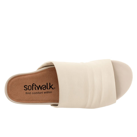 Softwalk Camano S2205-131 Womens Beige Wide Leather Slides Sandals Shoes
