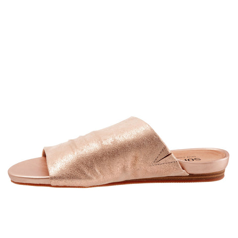 Softwalk Camano S2205-789 Womens Gold Wide Leather Slides Sandals Shoes