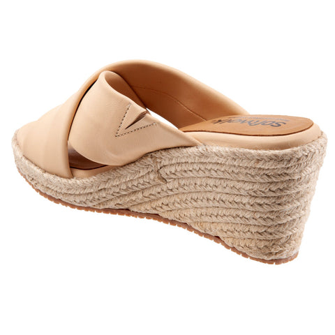 Softwalk Halsey S2206-131 Womens Brown Leather Slip On Wedges Sandals Shoes
