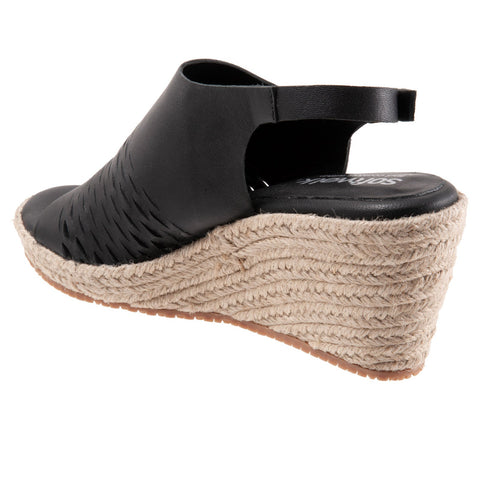 Softwalk Hixson S2207-001 Womens Black Narrow Leather Wedges Sandals Shoes