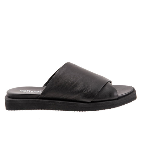 Softwalk Kara S2209-001 Womens Black Narrow Leather Slides Sandals Shoes