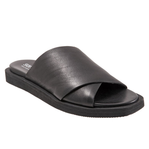 Softwalk Kara S2209-001 Womens Black Narrow Leather Slides Sandals Shoes
