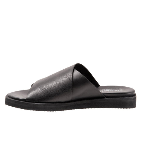 Softwalk Kara S2209-001 Womens Black Narrow Leather Slides Sandals Shoes
