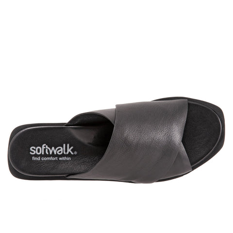 Softwalk Kara S2209-001 Womens Black Narrow Leather Slides Sandals Shoes