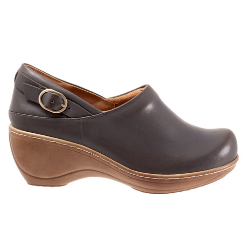 Softwalk Minna S2253-072 Womens Brown Narrow Leather Clog Flats Shoes