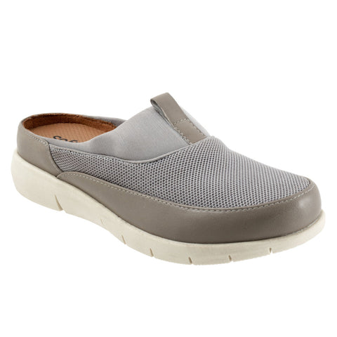 Softwalk Aberdeen Sport S2300-058 Womens Gray Wide Leather Clog Flats Shoes