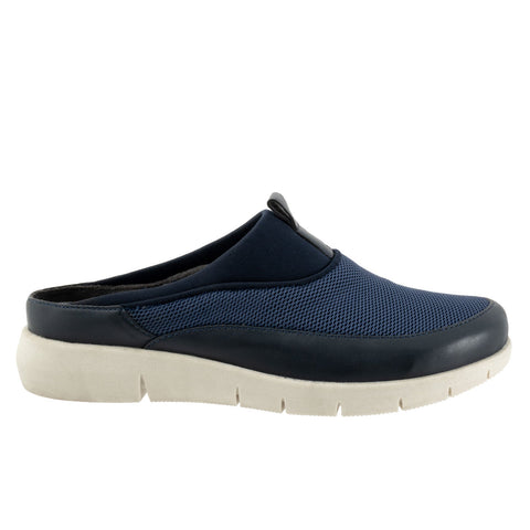 Softwalk Aberdeen Sport S2300-400 Womens Blue Wide Leather Clog Flats Shoes